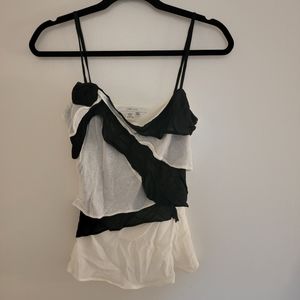 Zara Basics Black & Cream White Ruffled Camisole